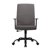 Evander Leather Office Chair in Aluminum with Adjustable Height and Swivel Grey Office Chair Leisuremod