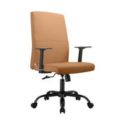Evander Leather Office Chair in Aluminum with Adjustable Height and Swivel Acorn Brown Office Chair Leisuremod