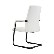 Evander Leather Office Chair With Aluminum Frame White Office Chair Leisuremod