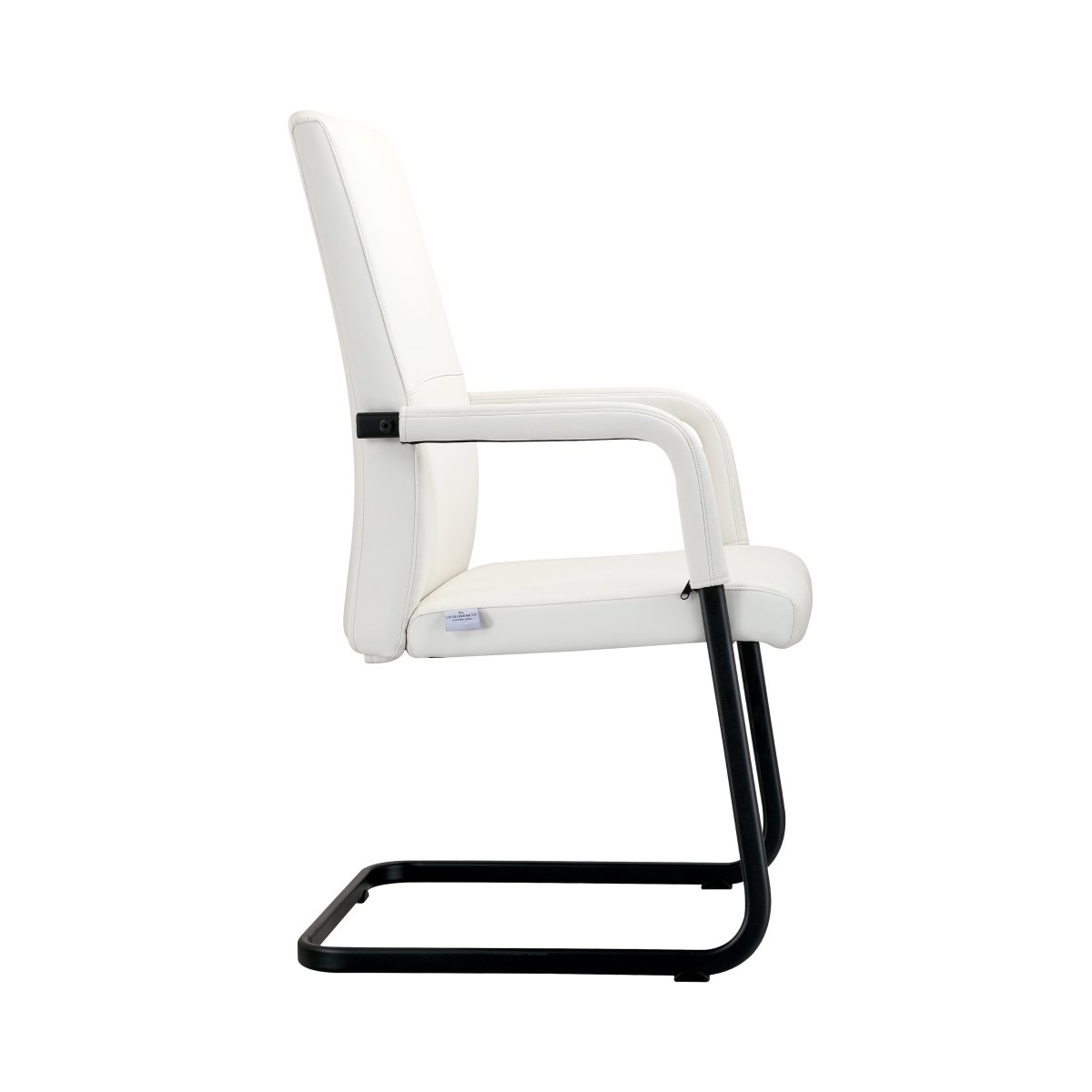 Evander Leather Office Chair With Aluminum Frame White Office Chair Leisuremod