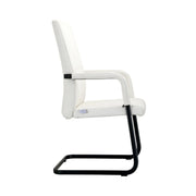 Evander Leather Office Chair With Aluminum Frame White Office Chair Leisuremod