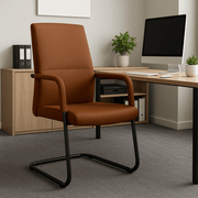 Evander Leather Office Chair With Aluminum Frame Dark Brown Office Chair Leisuremod