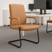 Evander Leather Office Chair With Aluminum Frame Acorn Brown Office Chair Leisuremod