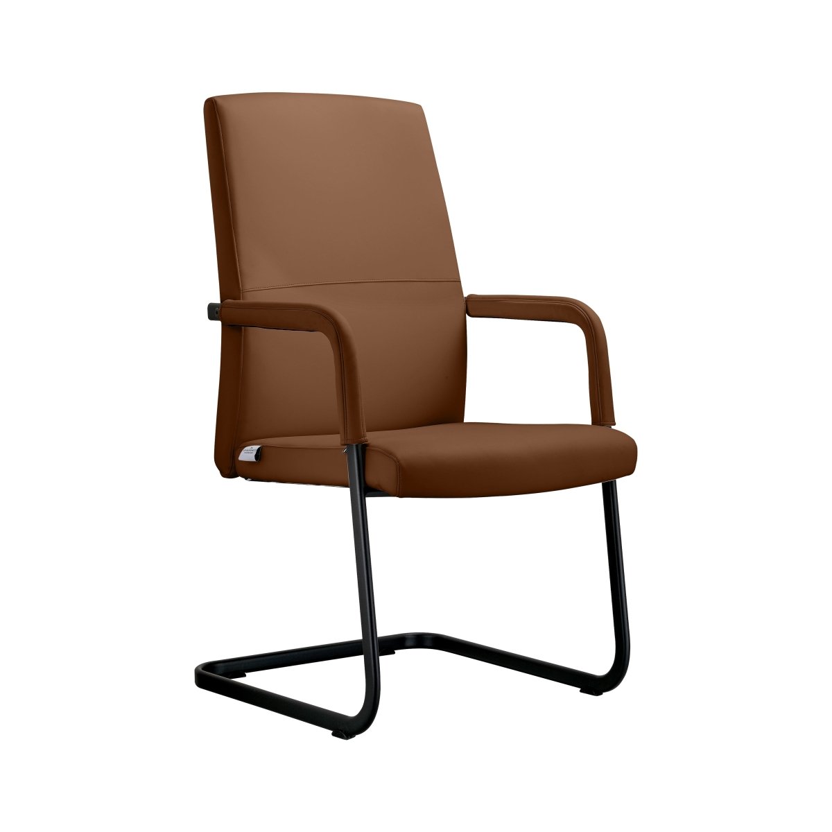 Evander Leather Office Chair With Aluminum Frame Dark Brown Office Chair Leisuremod