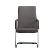 Evander Leather Office Chair With Aluminum Frame Grey Office Chair Leisuremod