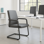 Evander Leather Office Chair With Aluminum Frame Grey Office Chair Leisuremod