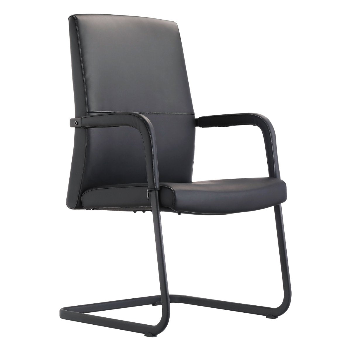 Evander Leather Office Chair With Aluminum Frame Black Office Chair Leisuremod