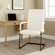 Evander Leather Office Chair With Aluminum Frame White Office Chair Leisuremod