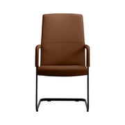 Evander Leather Office Chair With Aluminum Frame Dark Brown Office Chair Leisuremod