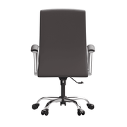Evander Modern Swivel Office Chair in Leather with Adjustable Height and Silver Frame Grey Office Chair Leisuremod