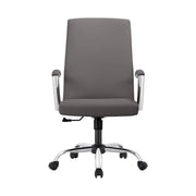 Evander Modern Swivel Office Chair in Leather with Adjustable Height and Silver Frame Grey Office Chair Leisuremod