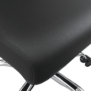 Evander Modern Swivel Office Chair in Leather with Adjustable Height and Silver Frame Black Office Chair Leisuremod