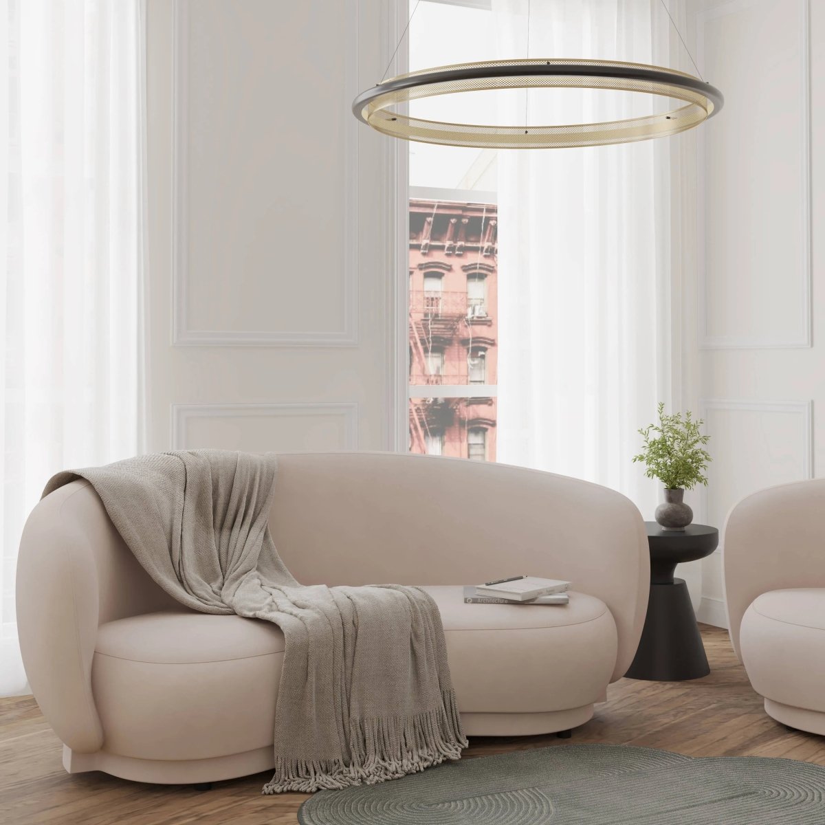 Faze 3-Seater Velvet Sofa with Curved Backrest and Pine Wood Base Beige Sofa Leisuremod