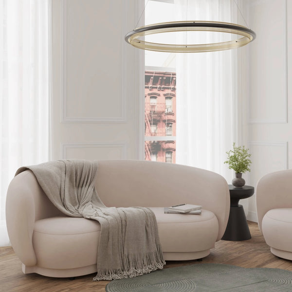 Faze 3-Seater Velvet Sofa with Curved Backrest and Pine Wood Base