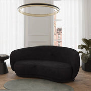 Faze 3-Seater Velvet Sofa with Curved Backrest and Pine Wood Base Beige Sofa Leisuremod