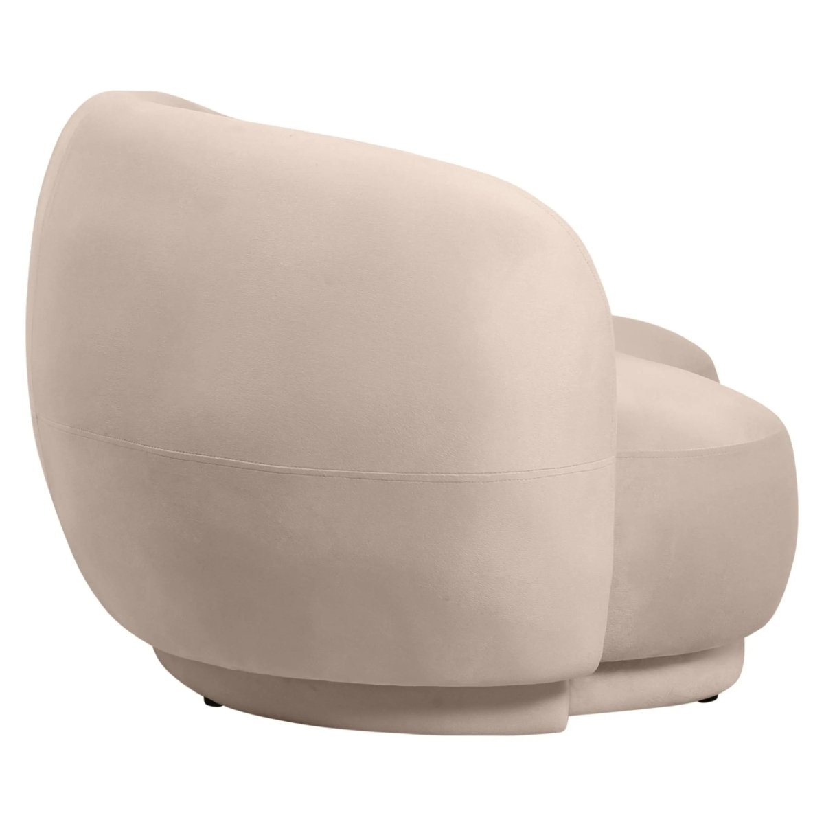 Faze 3-Seater Velvet Sofa with Curved Backrest and Pine Wood Base Beige Sofa Leisuremod