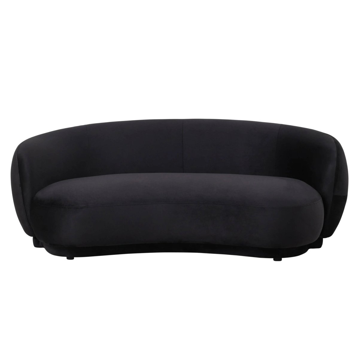 Faze 3-Seater Velvet Sofa with Curved Backrest and Pine Wood Base Beige Sofa Leisuremod