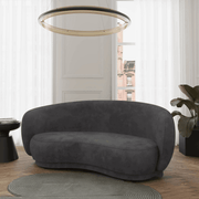 Faze 3-Seater Velvet Sofa with Curved Backrest and Pine Wood Base Light Grey Sofa Leisuremod