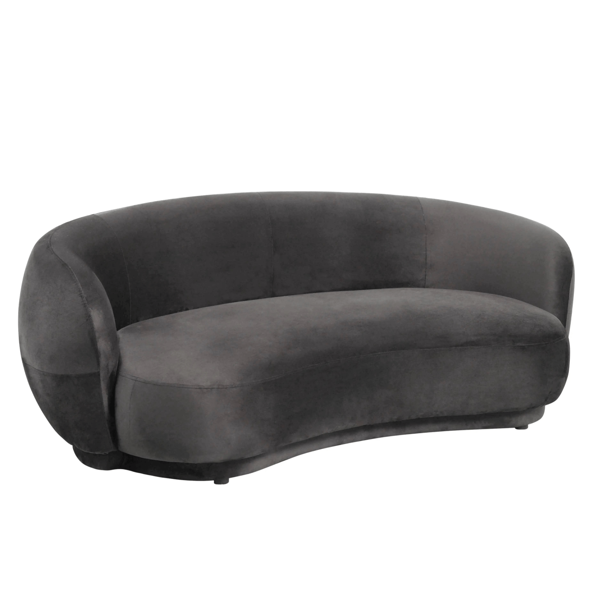 Faze 3-Seater Velvet Sofa with Curved Backrest and Pine Wood Base Light Grey Sofa Leisuremod