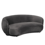 Faze 3-Seater Velvet Sofa with Curved Backrest and Pine Wood Base Light Grey Sofa Leisuremod