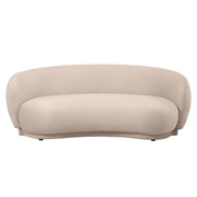 Faze 3-Seater Velvet Sofa with Curved Backrest and Pine Wood Base Beige Sofa Leisuremod