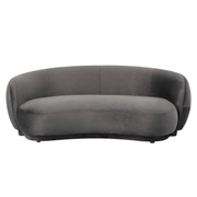 Faze 3-Seater Velvet Sofa with Curved Backrest and Pine Wood Base Light Grey Sofa Leisuremod