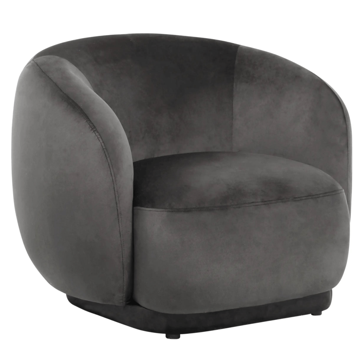 Faze Modern Barrel Accent Chair in Velvet with Wooden Base Light Grey CHAIR Leisuremod