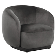 Faze Modern Barrel Accent Chair in Velvet with Wooden Base Light Grey CHAIR Leisuremod