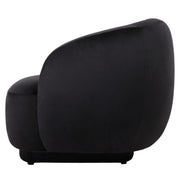 Faze Modern Barrel Accent Chair in Velvet with Wooden Base Black CHAIR Leisuremod