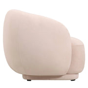 Faze Modern Barrel Accent Chair in Velvet with Wooden Base Beige CHAIR Leisuremod