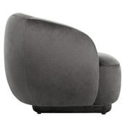 Faze Modern Barrel Accent Chair in Velvet with Wooden Base Light Grey CHAIR Leisuremod