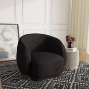 Faze Modern Barrel Accent Chair in Velvet with Wooden Base Black CHAIR Leisuremod