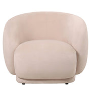 Faze Modern Barrel Accent Chair in Velvet with Wooden Base Beige CHAIR Leisuremod