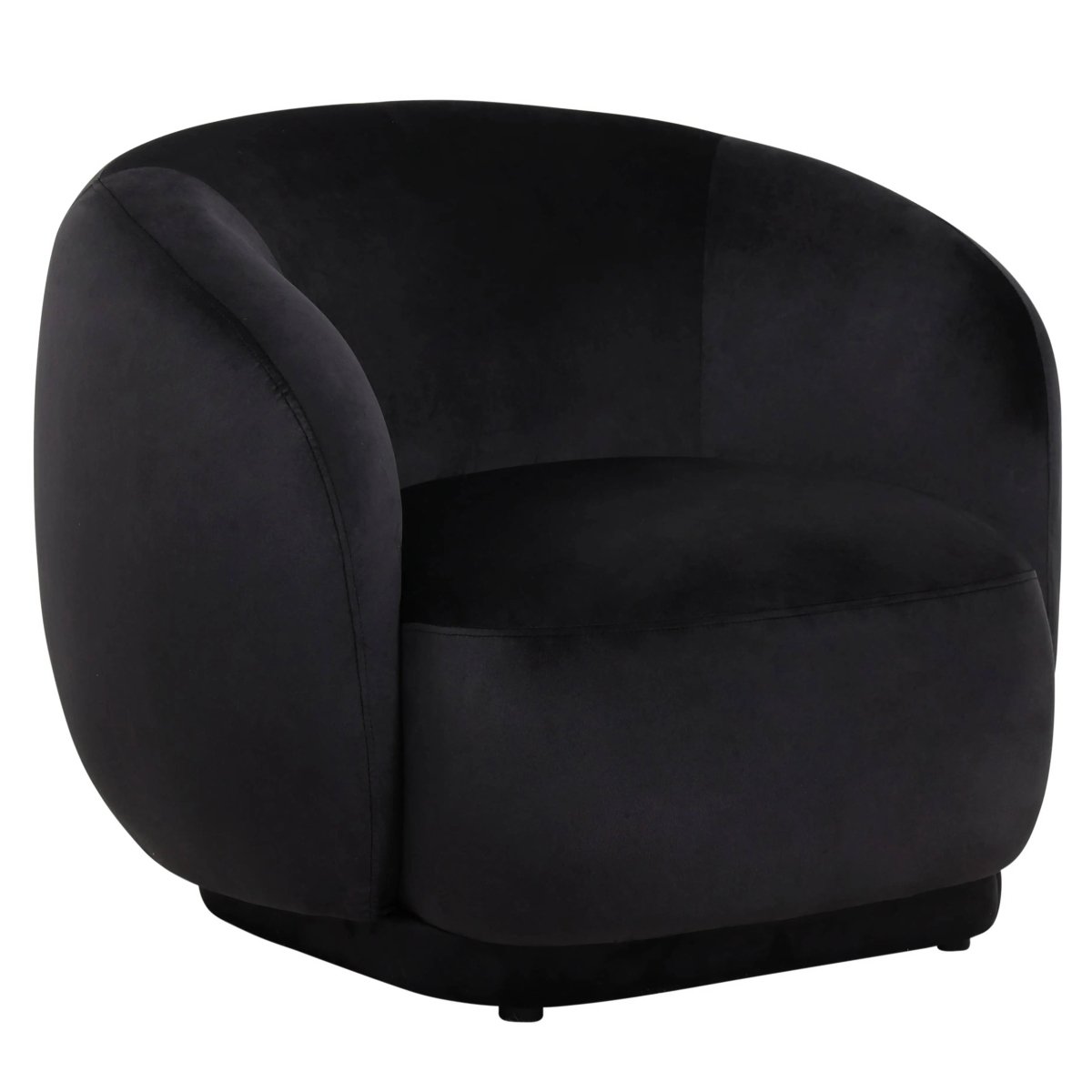 Faze Modern Barrel Accent Chair in Velvet with Wooden Base Black CHAIR Leisuremod
