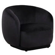 Faze Modern Barrel Accent Chair in Velvet with Wooden Base Black CHAIR Leisuremod