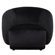 Faze Modern Barrel Accent Chair in Velvet with Wooden Base Black CHAIR Leisuremod