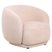 Faze Modern Barrel Accent Chair in Velvet with Wooden Base Beige CHAIR Leisuremod