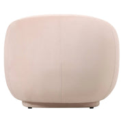 Faze Modern Barrel Accent Chair in Velvet with Wooden Base Beige CHAIR Leisuremod