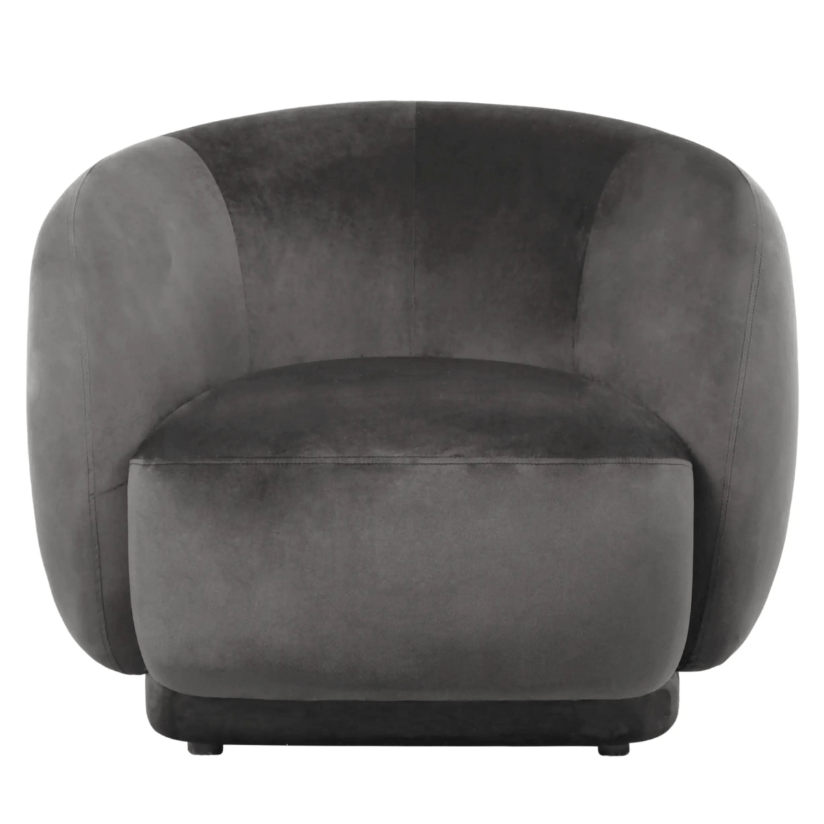 Faze Modern Barrel Accent Chair in Velvet with Wooden Base Light Grey CHAIR Leisuremod