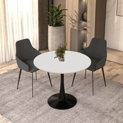 Bristol 32" Round Dining Table with Wood Top and Iron Pedestal Base - Elax Furniture