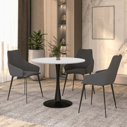 Bristol 32" Round Dining Table with Wood Top and Iron Pedestal Base - Elax Furniture