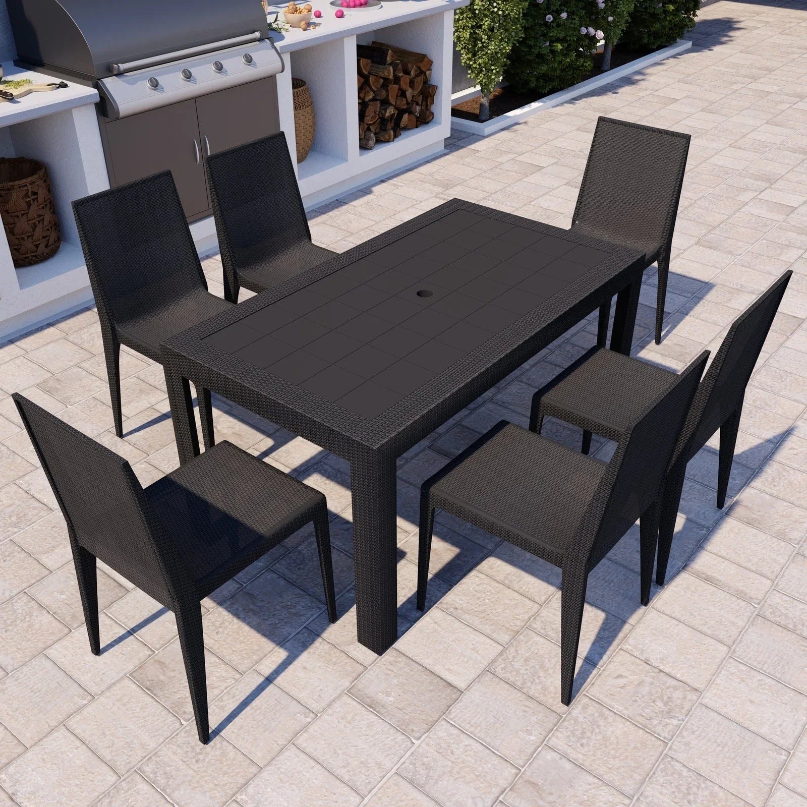 Mace Patio Outdoor Dining Chair with Weave Design in Polypropylene - Elax Furniture