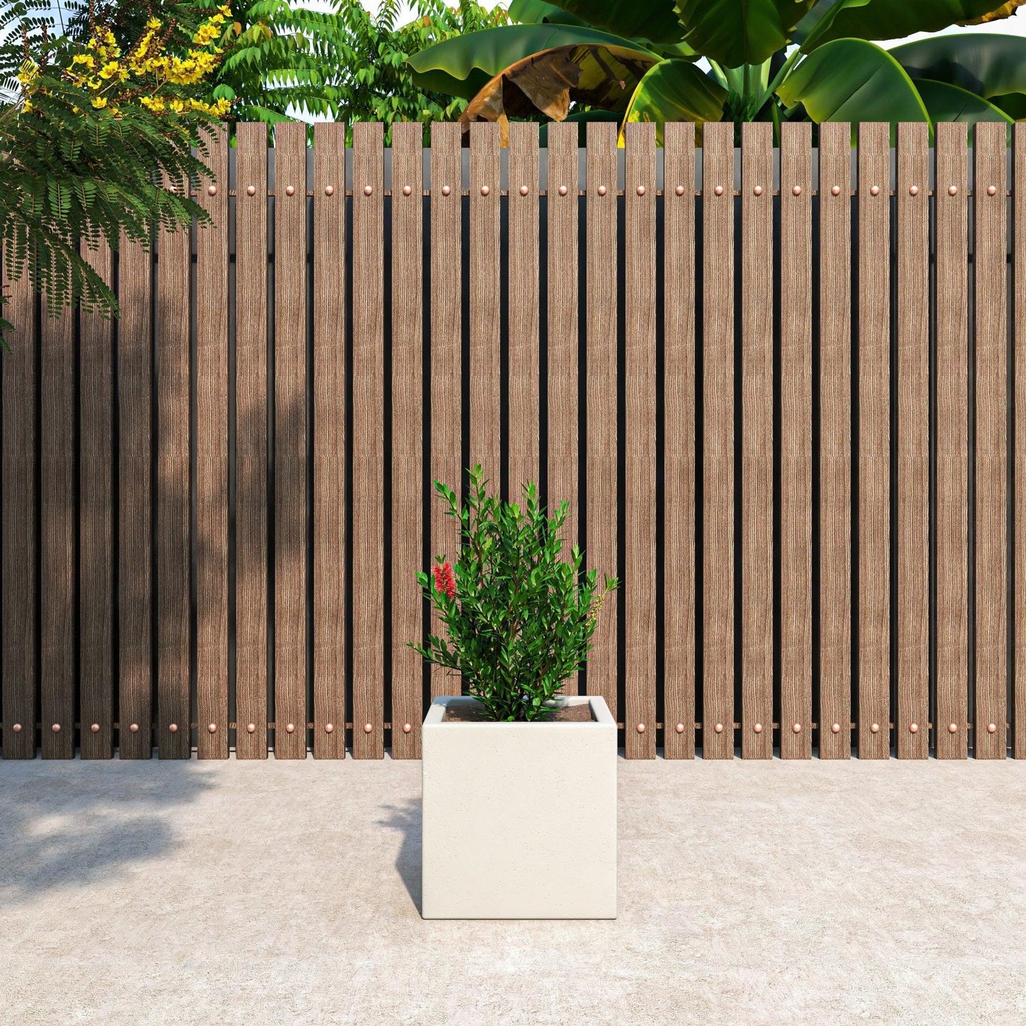 Fern Fiberstone and MGO Clay Mid-Century Modern Square Planter Pot for Indoor and Outdoor - Elax Furniture