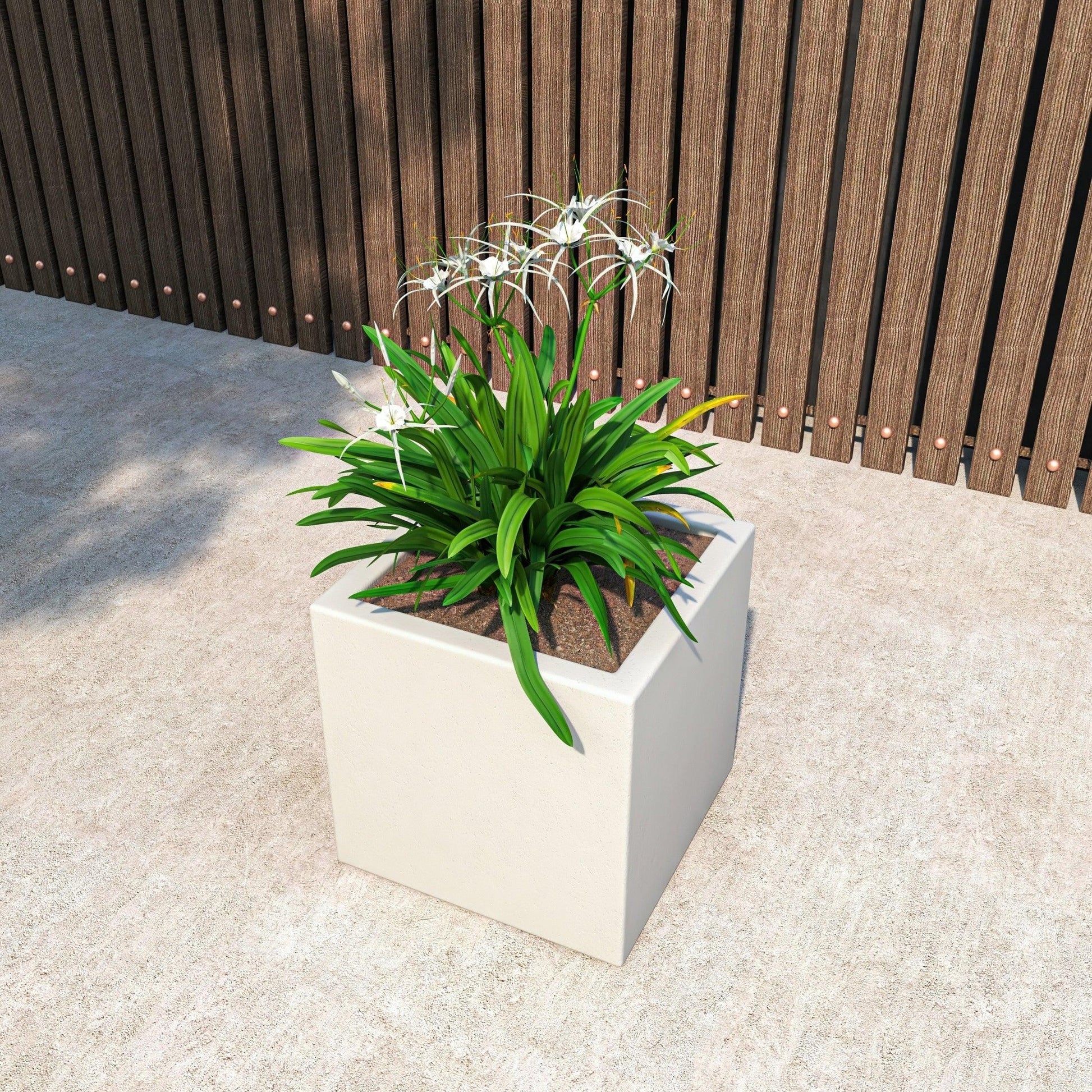 Fern Fiberstone and MGO Clay Mid-Century Modern Square Planter Pot for Indoor and Outdoor - Elax Furniture