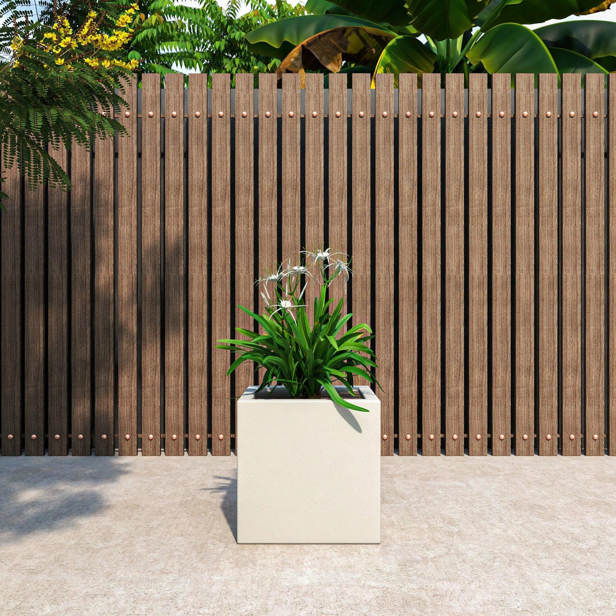 Fern Fiberstone and MGO Clay Mid-Century Modern Square Planter Pot for Indoor and Outdoor - Elax Furniture