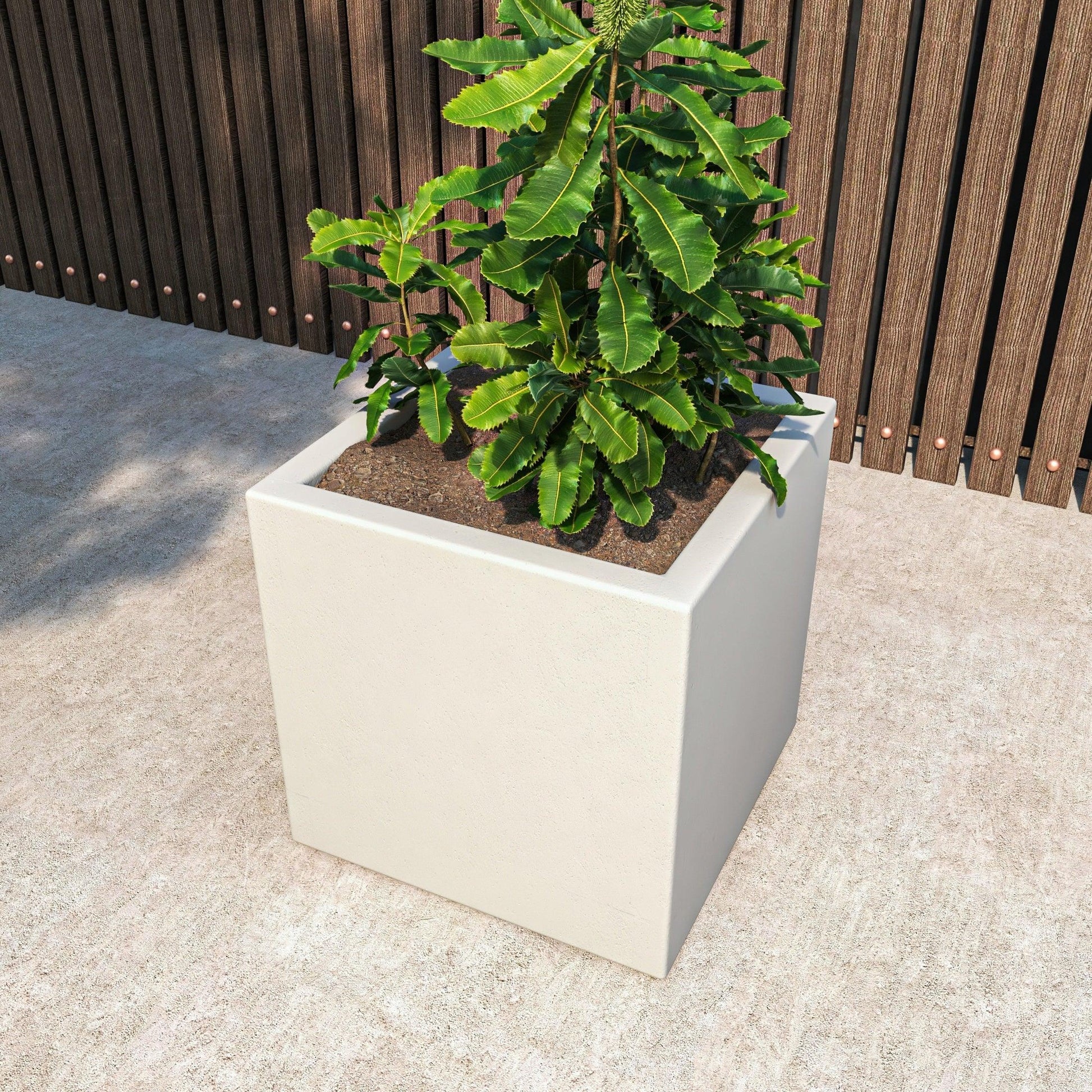 Fern Fiberstone and MGO Clay Mid-Century Modern Square Planter Pot for Indoor and Outdoor - Elax Furniture