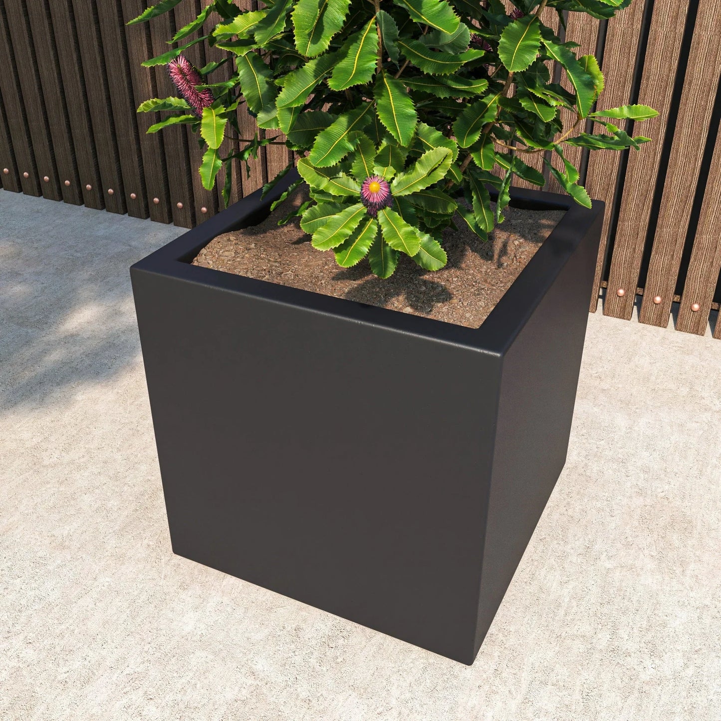 Fern Fiberstone and MGO Clay Mid-Century Modern Square Planter Pot for Indoor and Outdoor - Elax Furniture