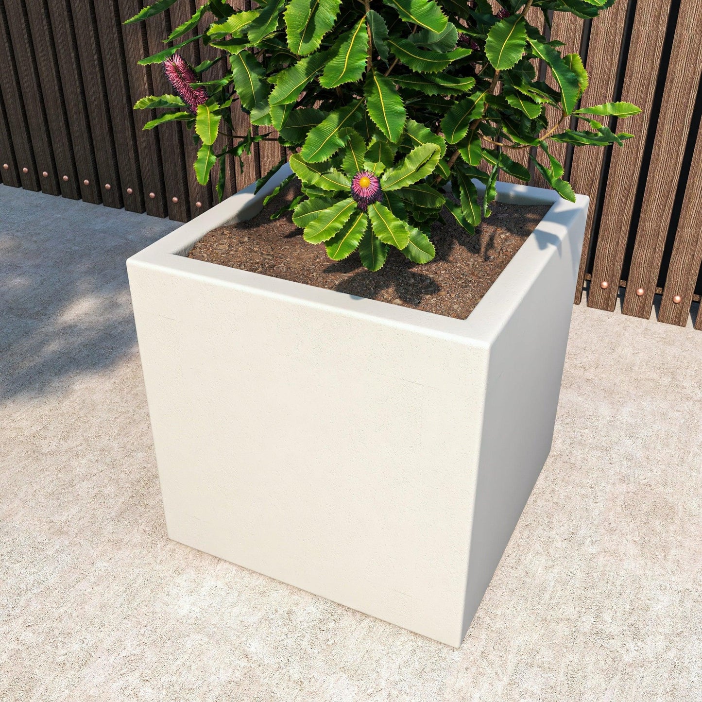 Fern Fiberstone and MGO Clay Mid-Century Modern Square Planter Pot for Indoor and Outdoor - Elax Furniture