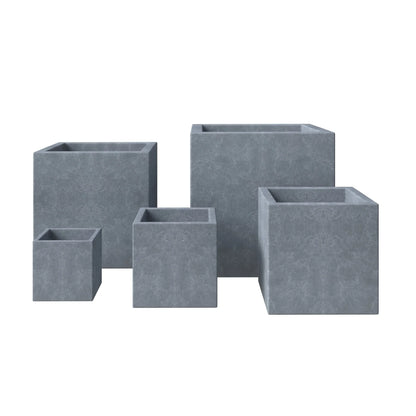 Fern 5-Piece Modern Fiberstone and MGO Clay Square Planter Set for Indoor and Outdoor - Elax Furniture