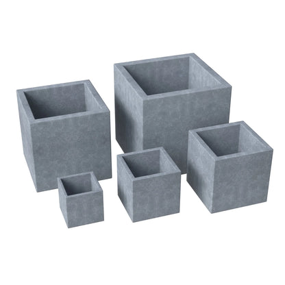 Fern 5-Piece Modern Fiberstone and MGO Clay Square Planter Set for Indoor and Outdoor - Elax Furniture